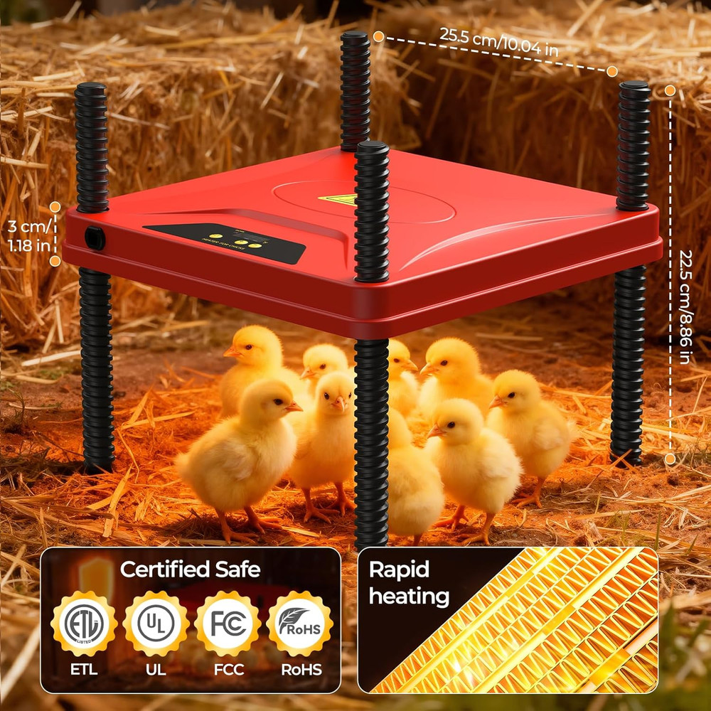 Winter Chick Brooder Heating Plate, Adjustable Temp & Height, Energy Efficient