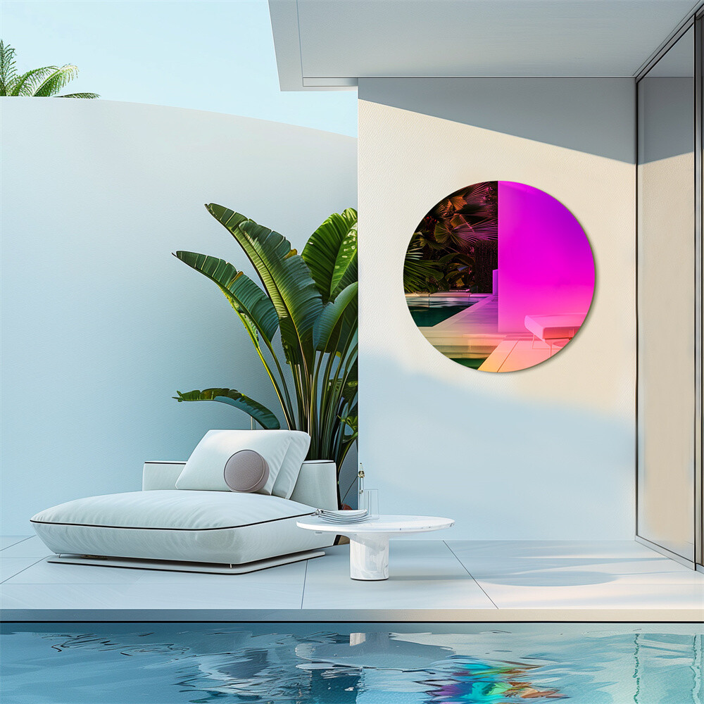 Round Wall Mirror Iridescent Effect Accent Mirror Rainbow Decor Mirror for Home