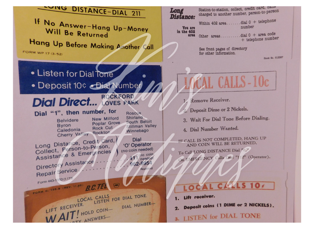 2 Sheets of 6 Diff. Repro. Center Info Card Inserts for W/E or A/E Payphones P10