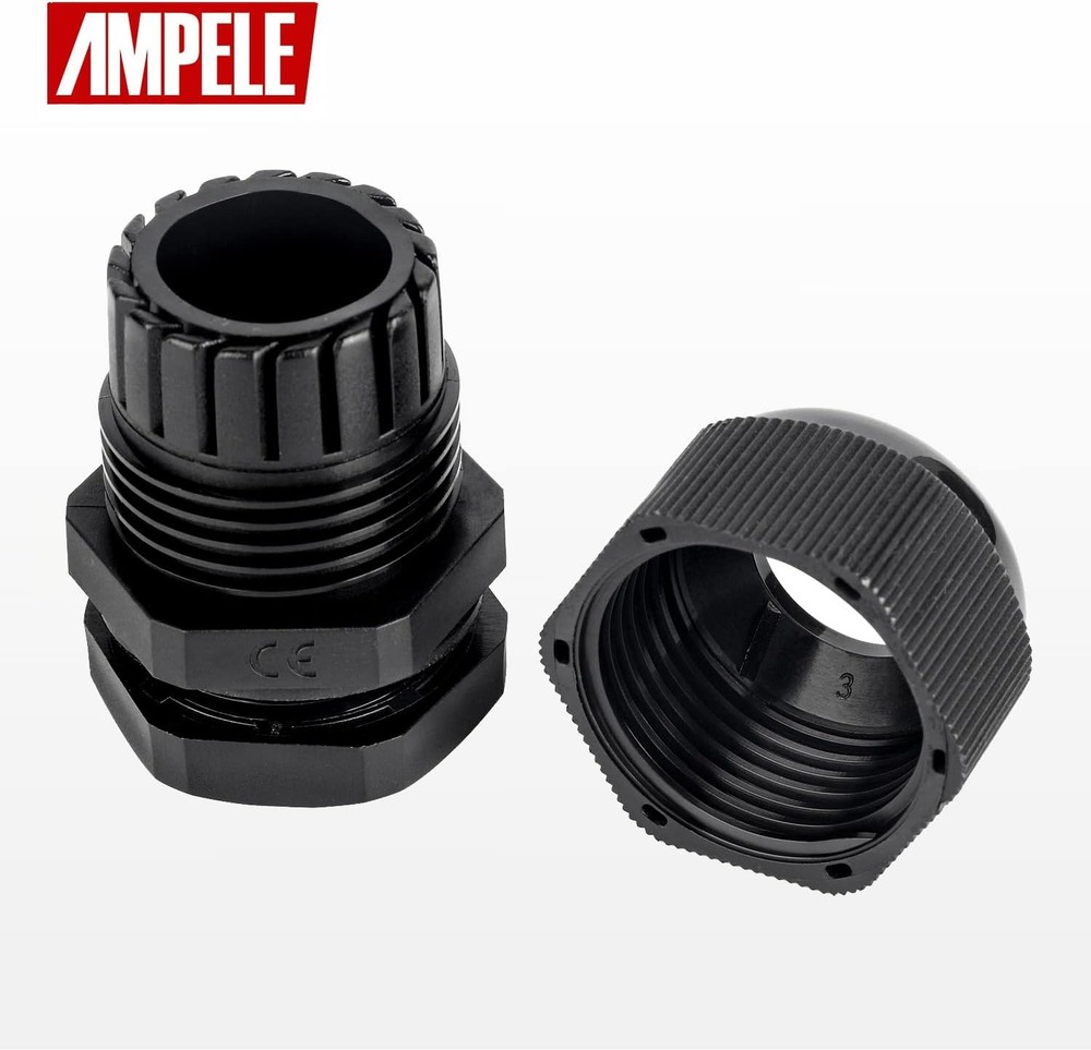 2 Pack 1'' NPT Cable Gland Waterproof Adjustable (2-Pack), Black