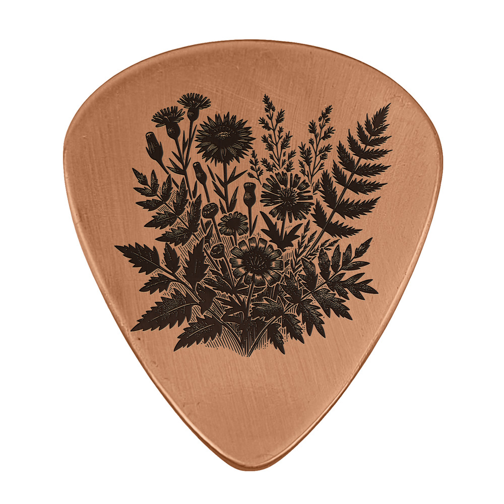 Wildflower Embossed Copper Guitar Pick Golf Ball Marker by Sunfish
