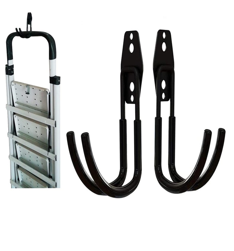 2Pcs Folding Step Stool Hanger, Telescoping Wall Mount Ladder Hooks for Home ...