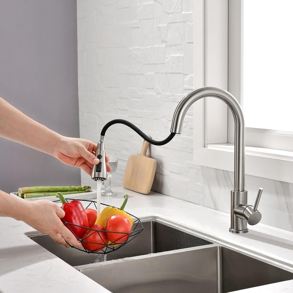 Kitchen Faucet with Pull Down Sprayer Multitask Mode Single Handle High Arc Pull