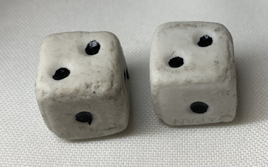 Vintage Handmade Stone Marble Dice Made In Japan