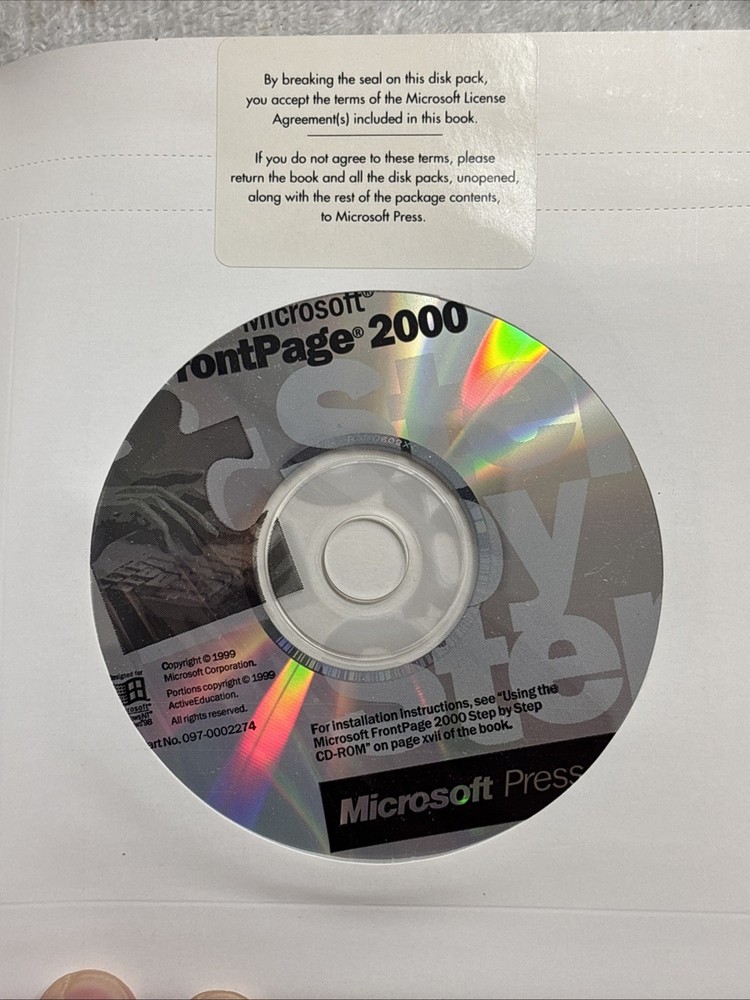 Microsoft FrontPage 2000 CD-ROM - New Sealed Self Study Kit