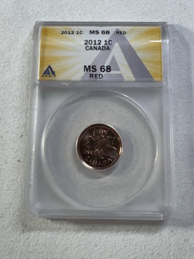 2012 Canada 1 Cent Graded MS 68 RD by ANACS