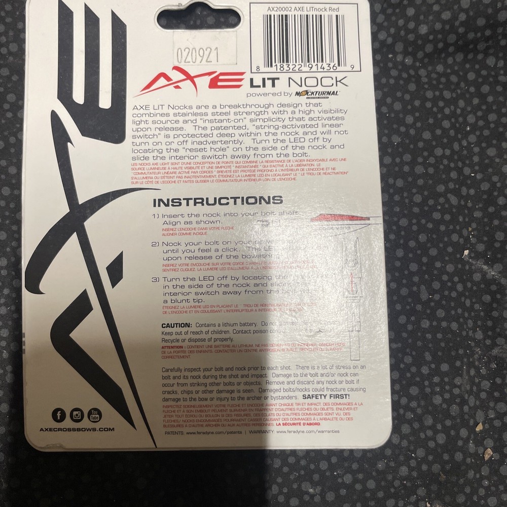 Axe Lit Nock .166 ID Lit Nock Red For Micro Bolt