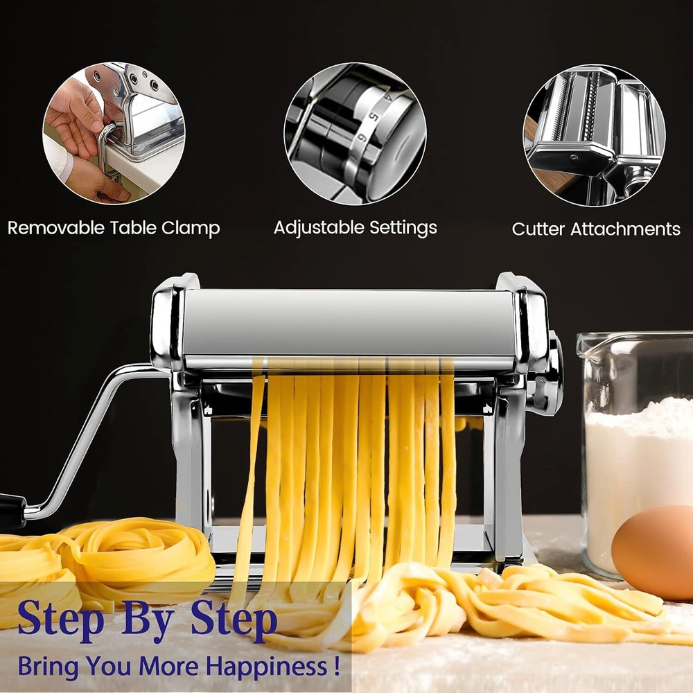 Stainless Fresh Pasta Maker Roller Machine for Spaghetti Noodle Kitchen Tool US