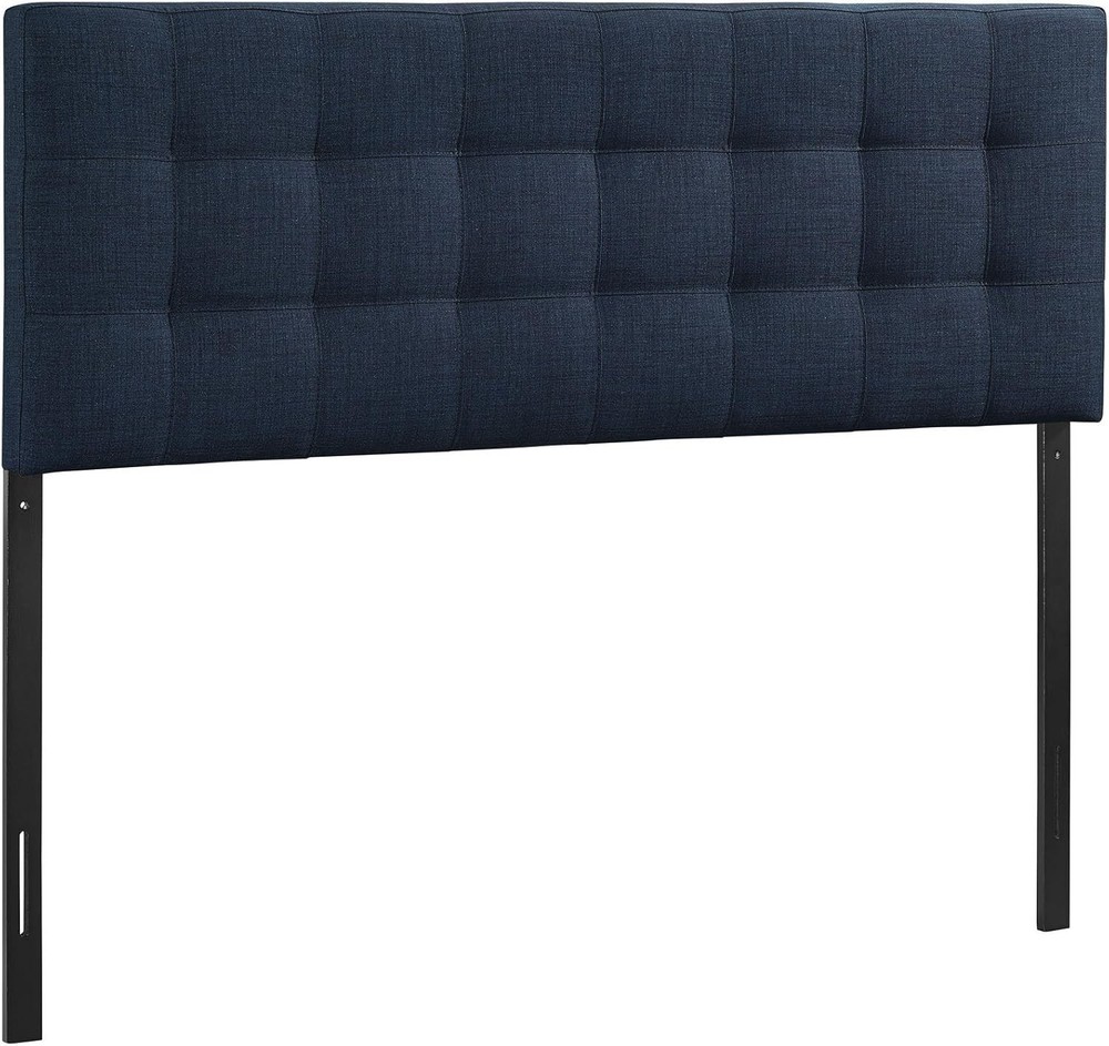 Queen Tufted Linen Upholstered Headboard Navy Modern Adjustable Height