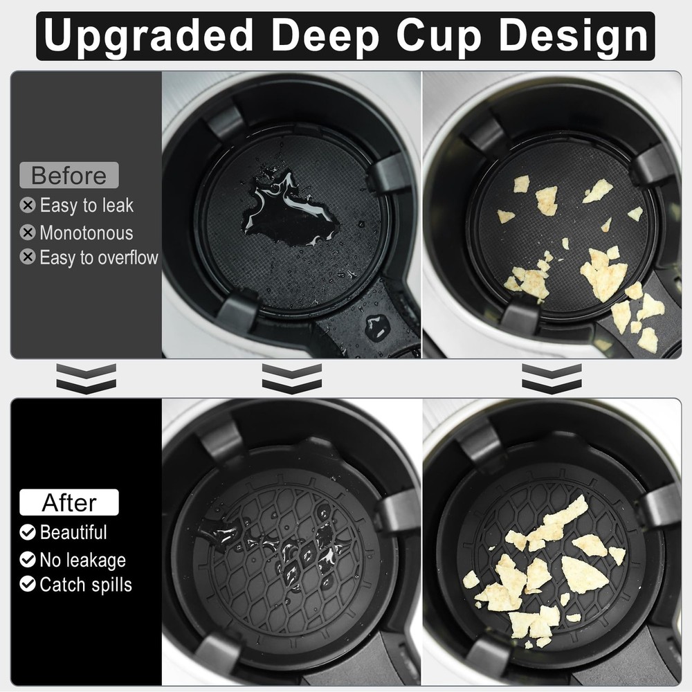 SINGARO Car Cup Holder Coaster, Silicone Insert, Universal Black