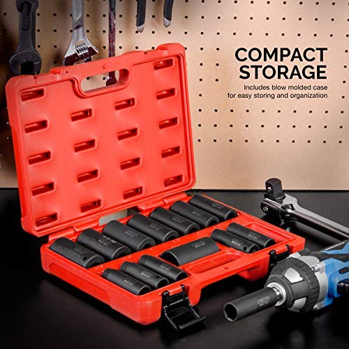 02474A 1/2" Drive Deep Impact Socket Set | 15 Piece | Deep 10 - 24 mm Deep
