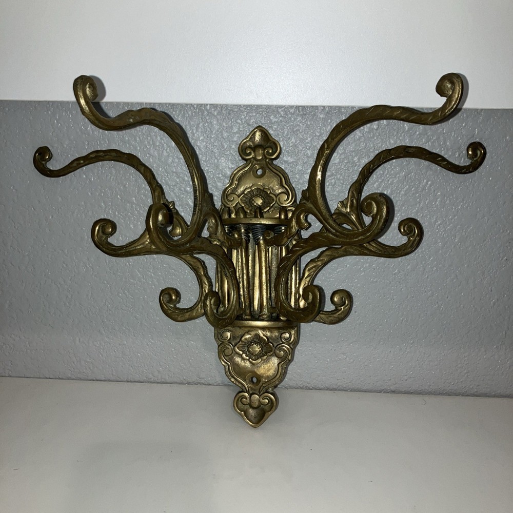 Vintage Brass Wall Hanger Coat Rack , Hooks