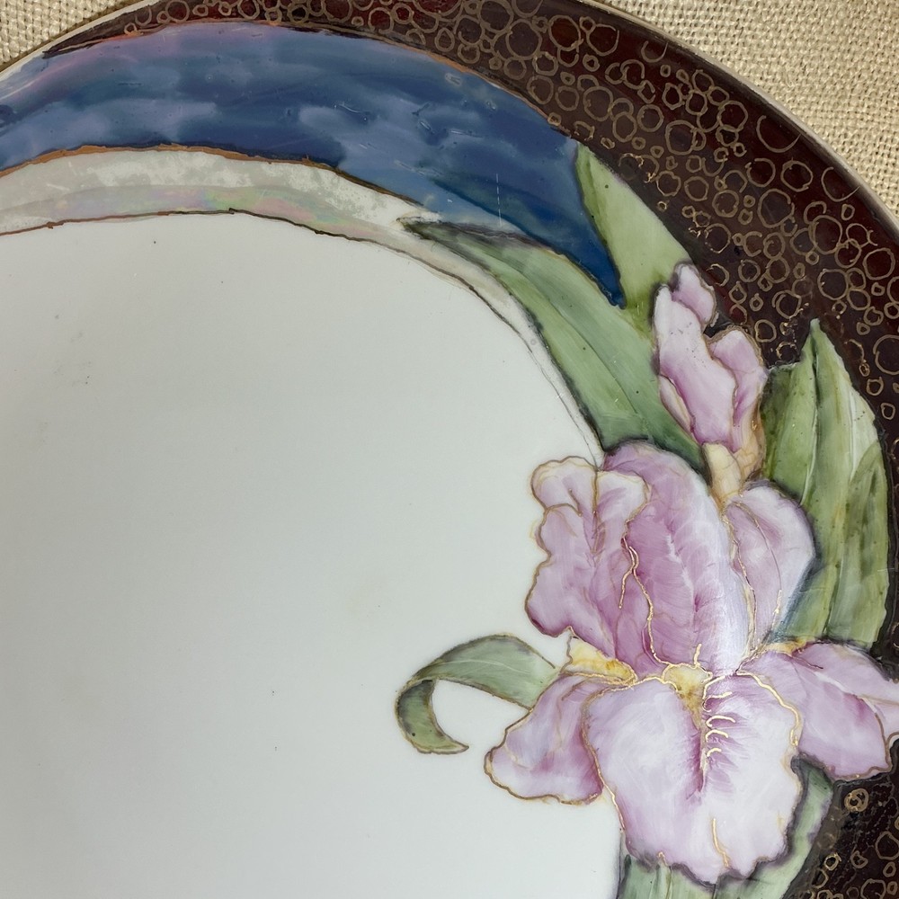Purple Iris luster serving platter chop plate