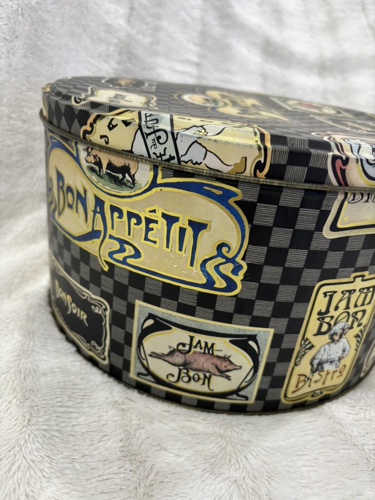Two Department 56 Round Jam Bon Pig Tin Boxes