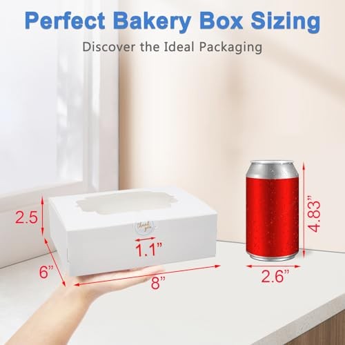 Pcs Bakery Boxes 8-In with Windows, Cookie Boxes for Chocolate Covered 30 White