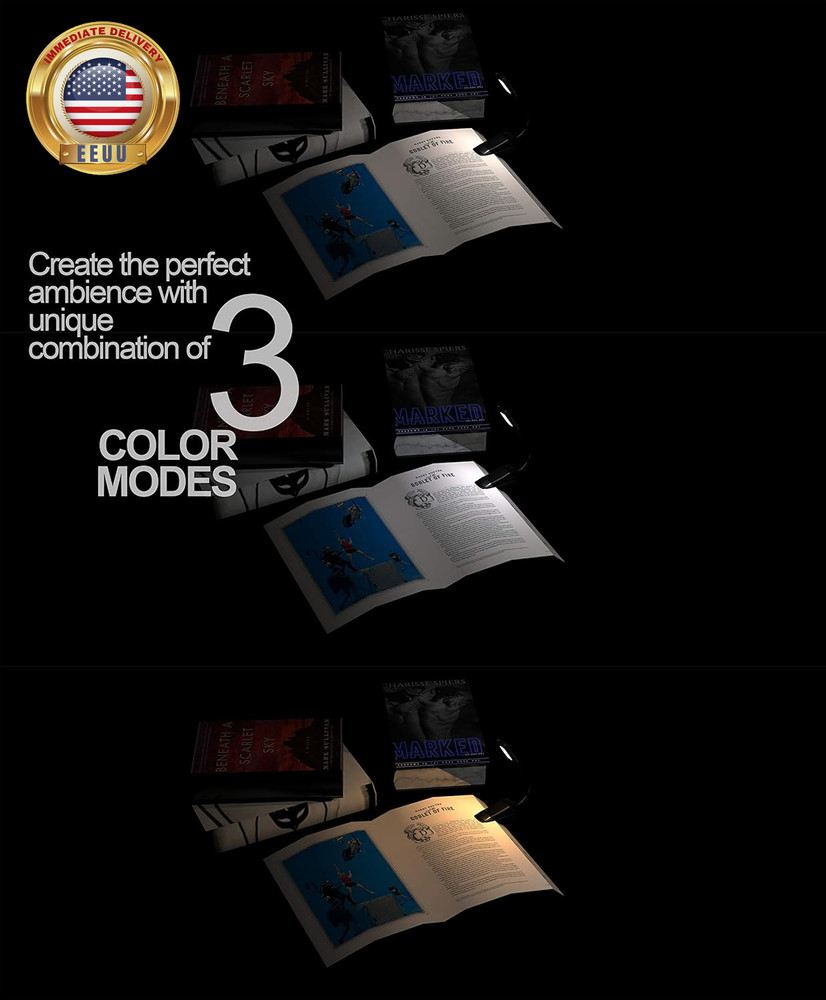 Book Light, 10 LED USB Rechargeable Reading Light with 3-Level Brightness for Ey