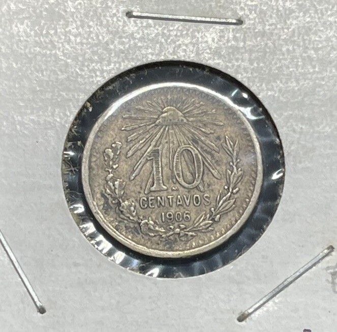 1906 Mexico 10 Centavos Silver Coin Great Condition High Value