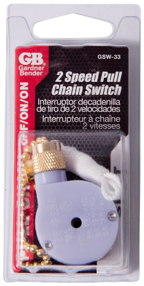 Gardner Bender GSW-33, 125/250 VAC, Brass, Pull Chain Switch, 1 pc