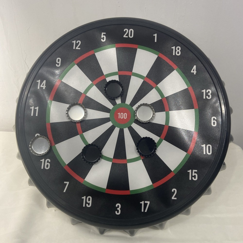 Bottle Cap Dartboard Wall Mount Game Bar Man Cave Décor Black Plastic