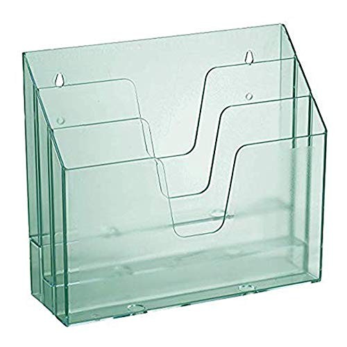 Horizontal Triple File Folder Holder Organizer (Clear Green Color)