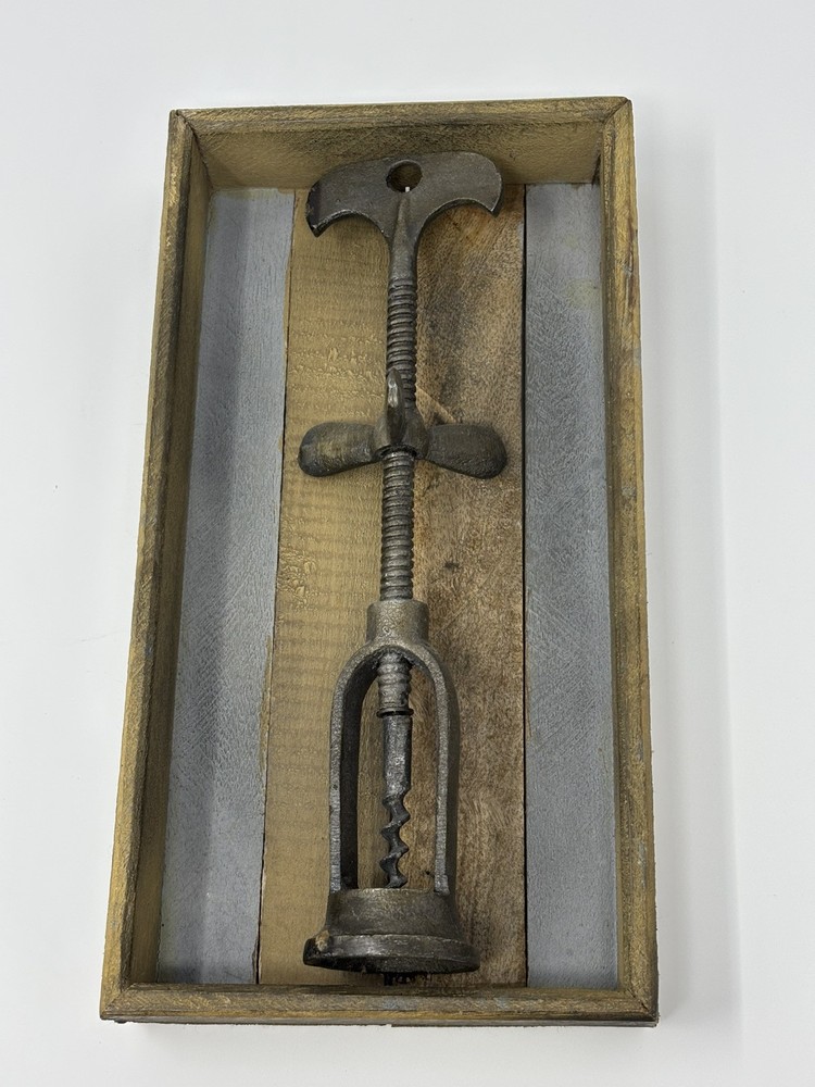 Vintage Iron Double Handle Open Bell Valve Flynut Corkscrew Opener.
