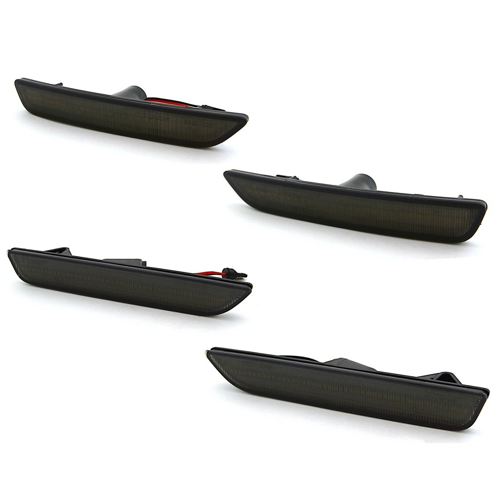 Front+Rear White/Red LED Side Marker Light Smoke Lens For 2010-2014 Ford Mustang