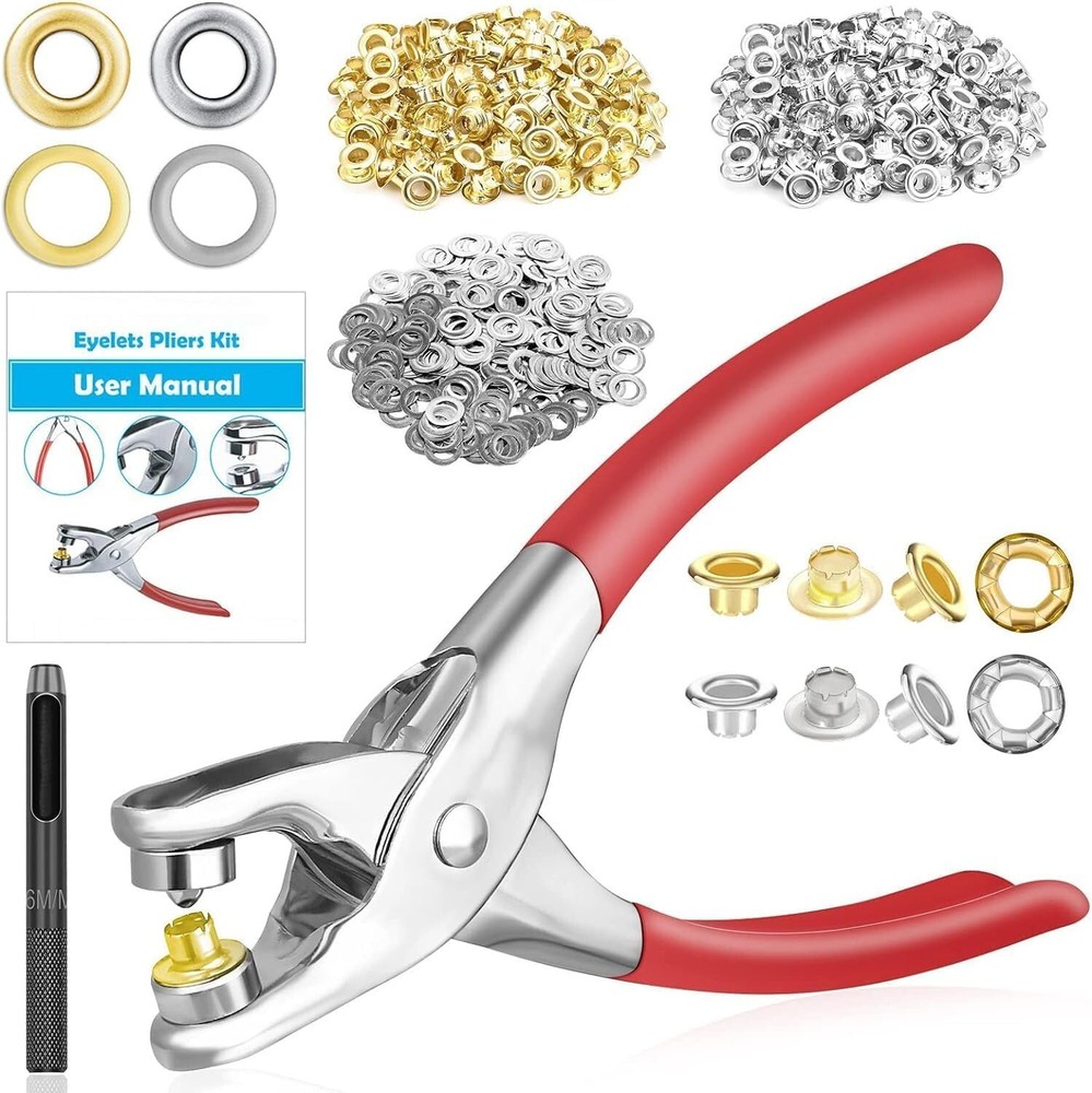Comprehensive 803Pcs Manual Eyelet Grommet Kit: Tools, Eyelets, and Washers
