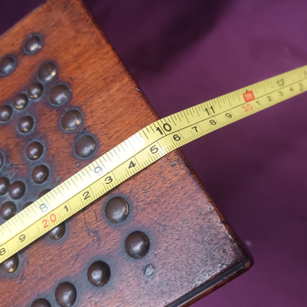 Small Antique Treen Studded Cracket style Stool marked 'E W'