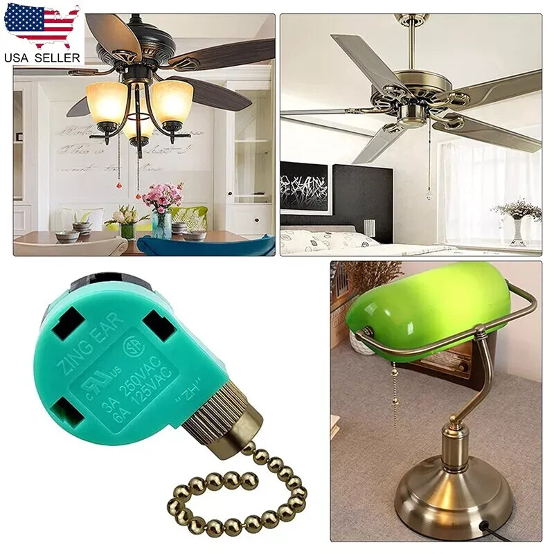 3 Pack Ceiling Fan Switch 3 Speed 4 Wire ZE-268S6 Fan Pull Chain Switch8457