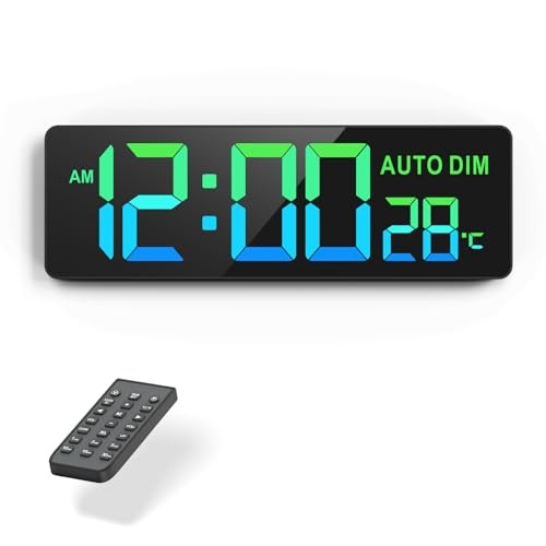 16.5" Large Digital Wall Timer Clock with Countdown Timer, Auto Dimmer, Black