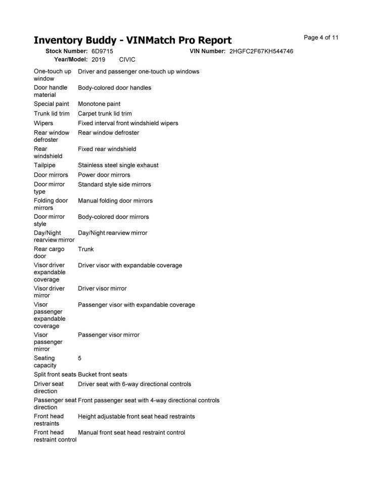 CIVIC 2019 Transmission Shift 2128474