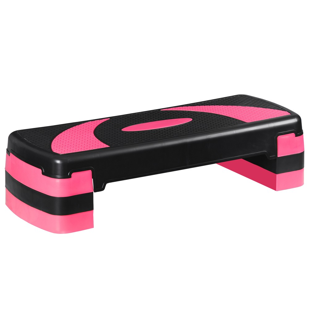31" Aerobic Step Platform Exercise Stepper Workout Step 4"-6"-8" w/Risers Pink
