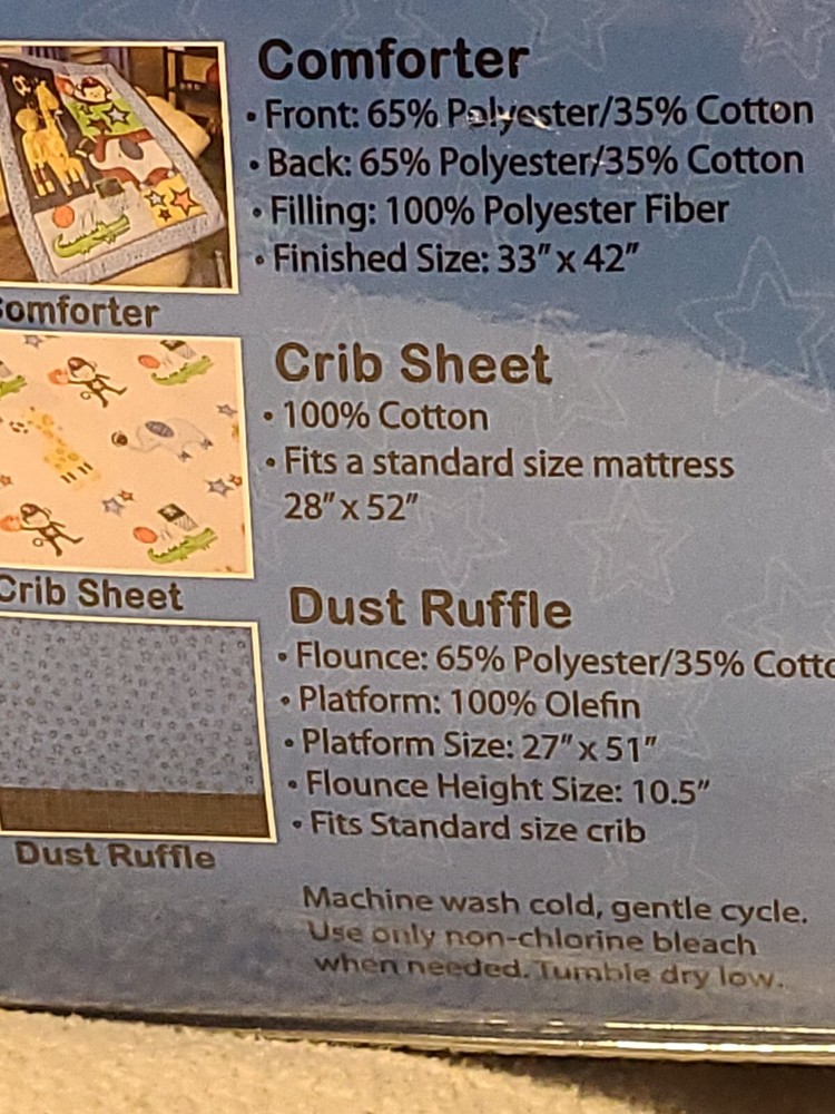Riegel 3pc Nursery Set-Comforter-Crib Sheet-Dust Ruffle-Ready Set Go-NEW
