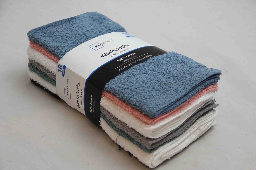 Mainstays 18-Pack Washcloth Bundle, Pastel