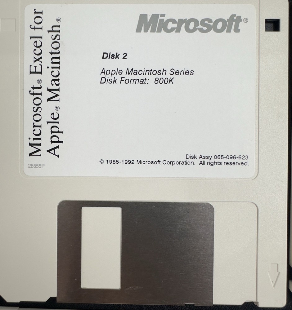 Vintage 1992 Microsoft Excel For Mac Apple Macintosh Floppy Disks Software