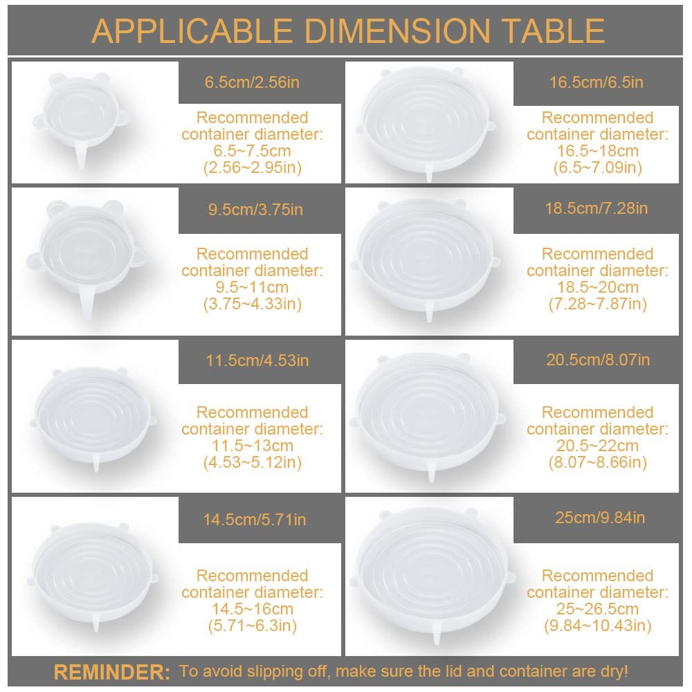 4 Pack Same Size Silicone Stretch Lids, Thicker Reusable Sturdy Silicone Cont