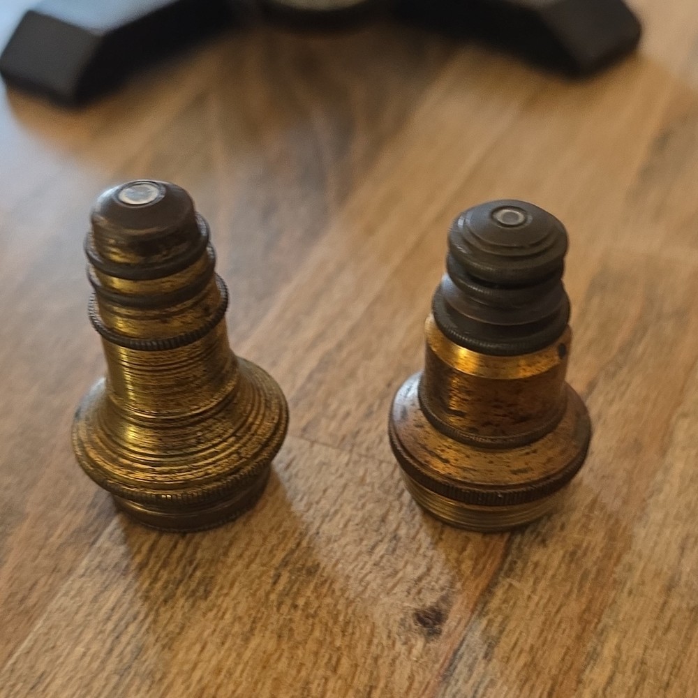 Antique Brass Microscope Multiple Objective Lenses Pre-1930 Original