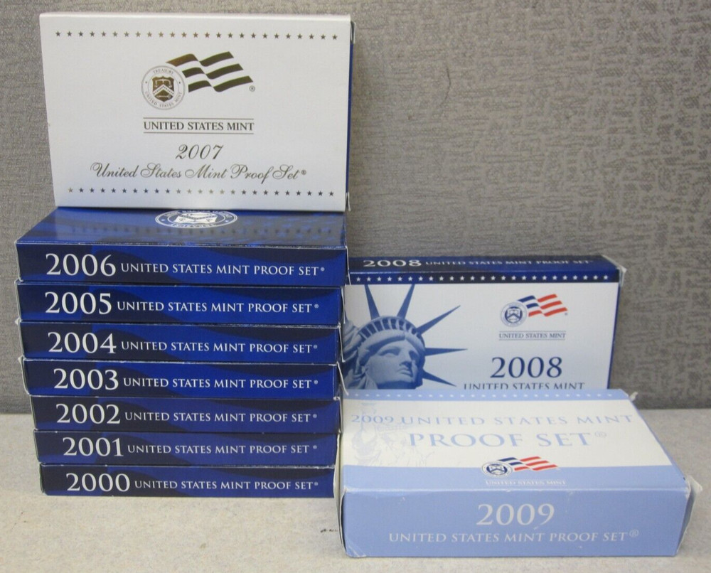 (Set of 10) Complete 2000 - 2009 US Mint Clad Proof Sets ~ Excellent Condition