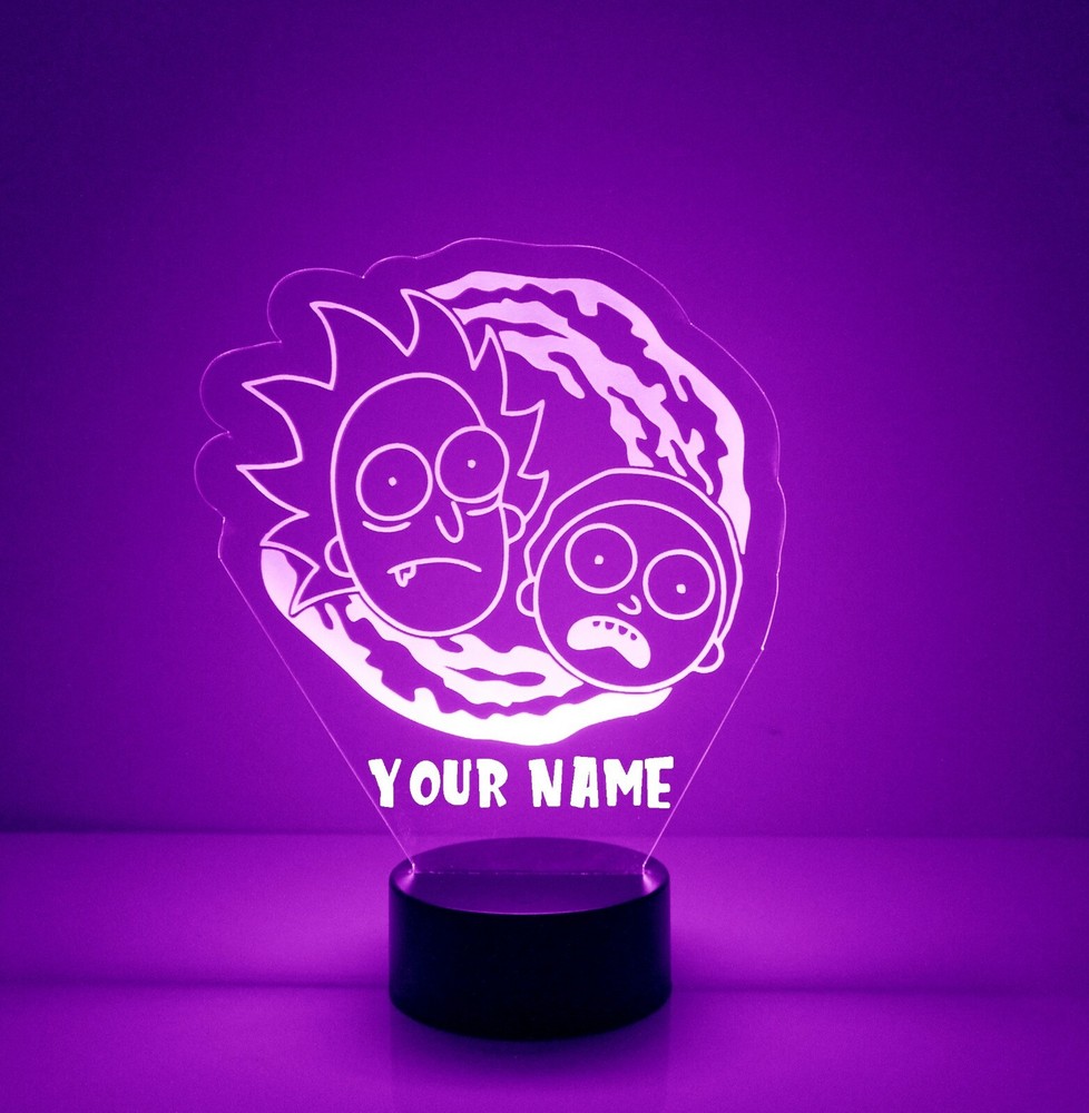 Rick & Morty Light Up, Personalized LED Night Light Lamp, w/ Remote Control