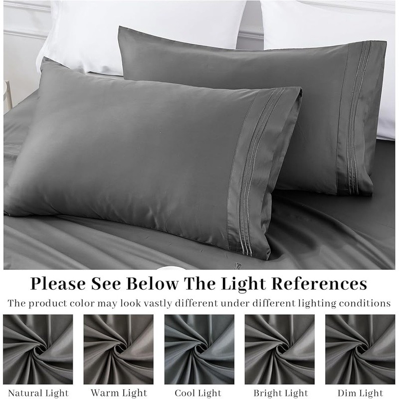 Soft Microfiber Pillow Cases 4 Pack Embroidered Machine Washable Fade Resistant