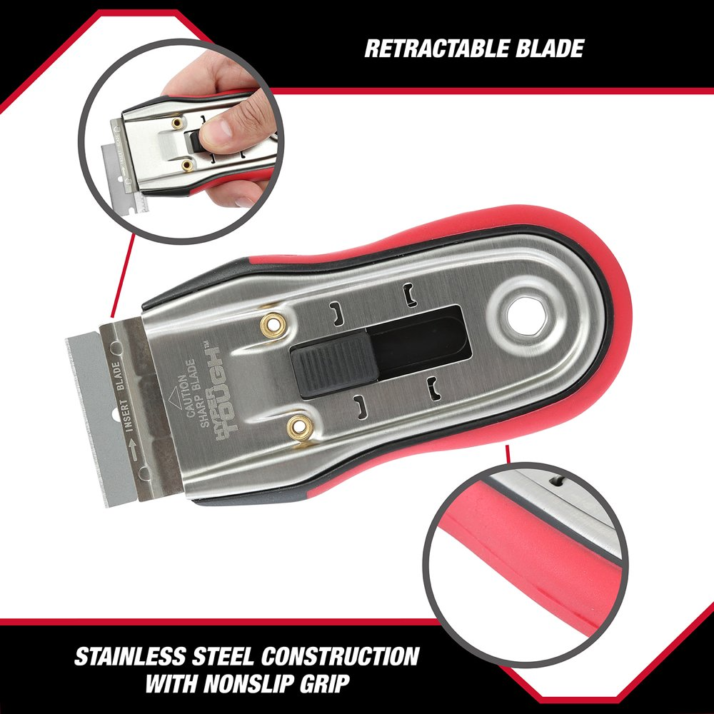 Stainless Steel Razor Scraper with Soft Grip Handle Retractable Blade Trimming