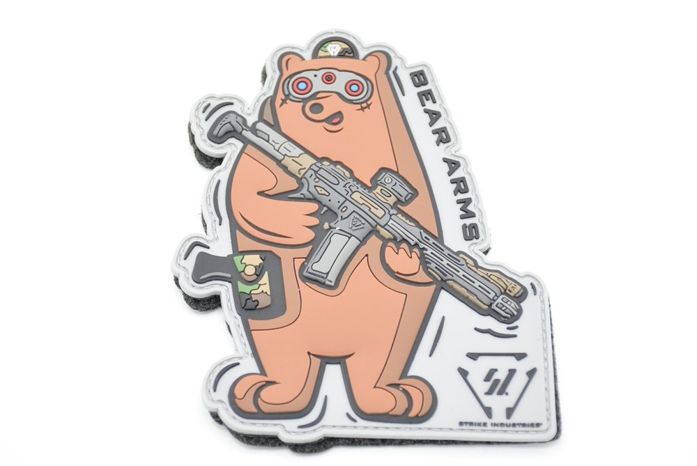 STRIKE INDUSTRIES BEAR ARMS LOGO PATCH HOOK/LOOP BACKING LARGE SIZED PATCH RARE