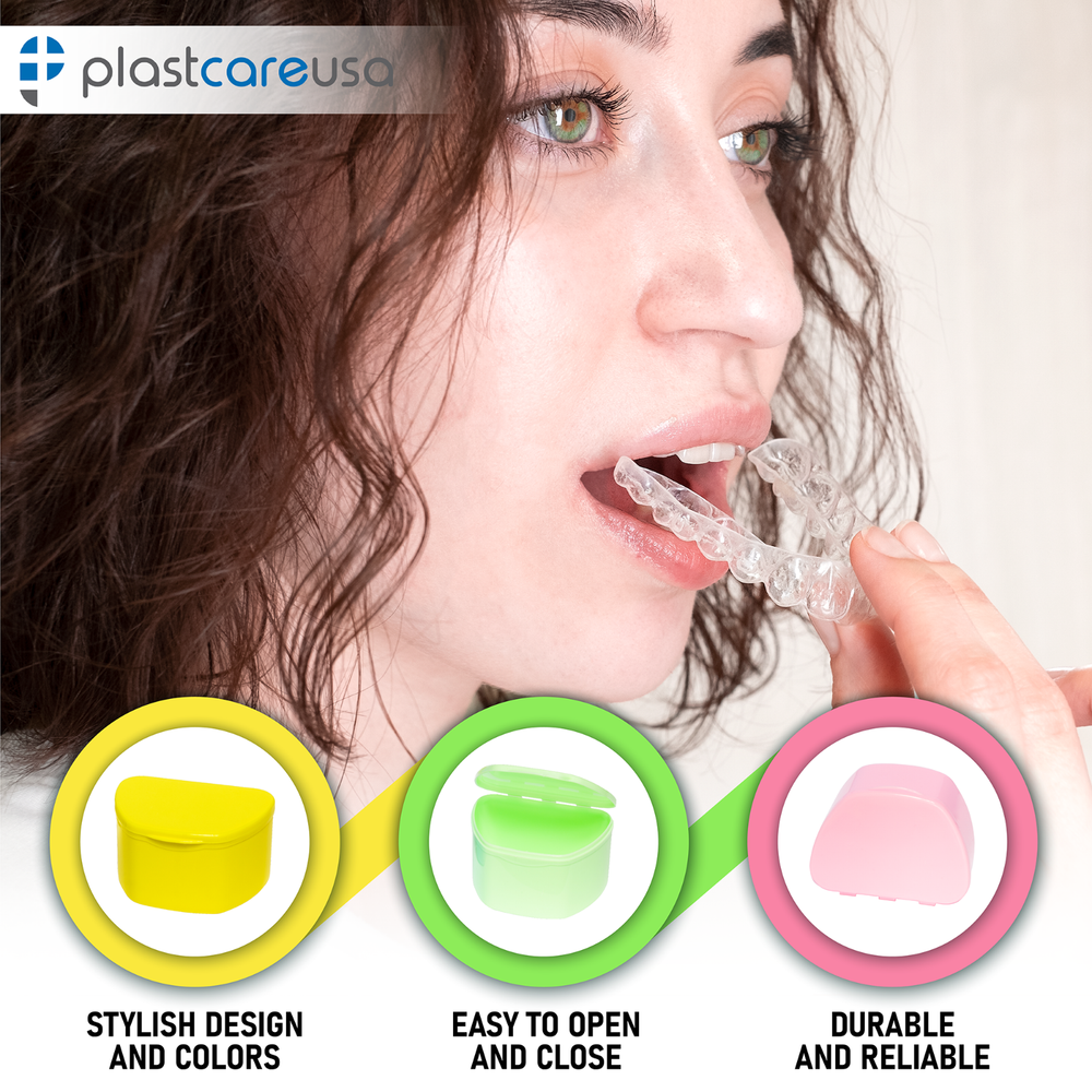 Blue 40 Pack Bulk Denture Case Bath Holders for Retainers Teeth Guards (Sealed)