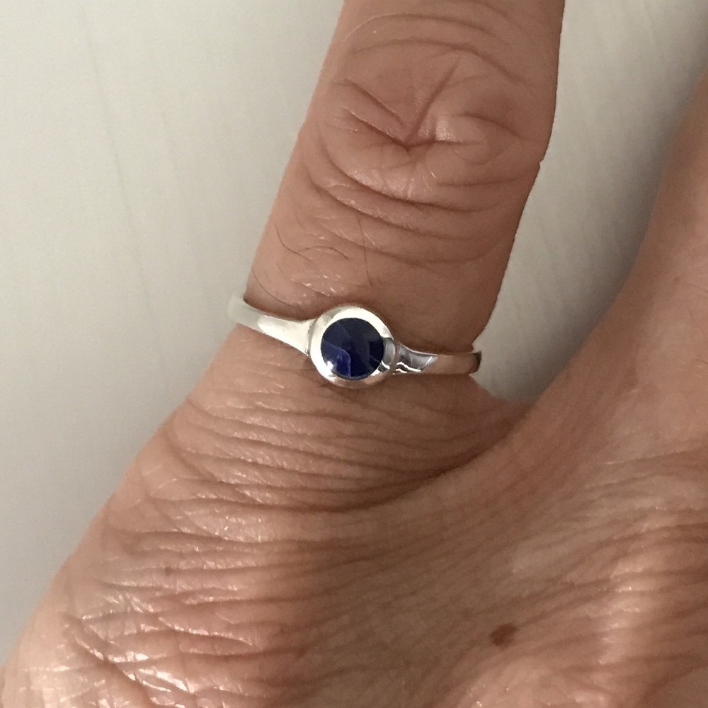 Sterling Silver Toe Ring with Synthetic Sodalite, Silver Ring, Boho Ring