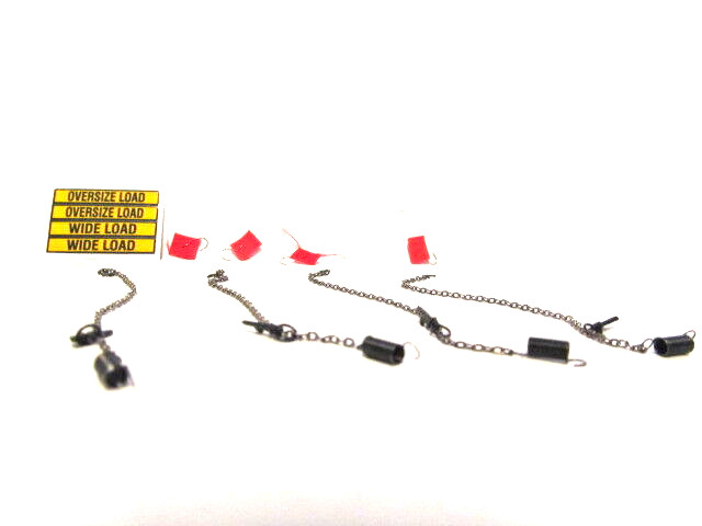 1 DCP 1/64 SCALE  WIDE LOAD, OVERSIZE LOAD DECAL, 4 CHAINS & 4 FLAGS