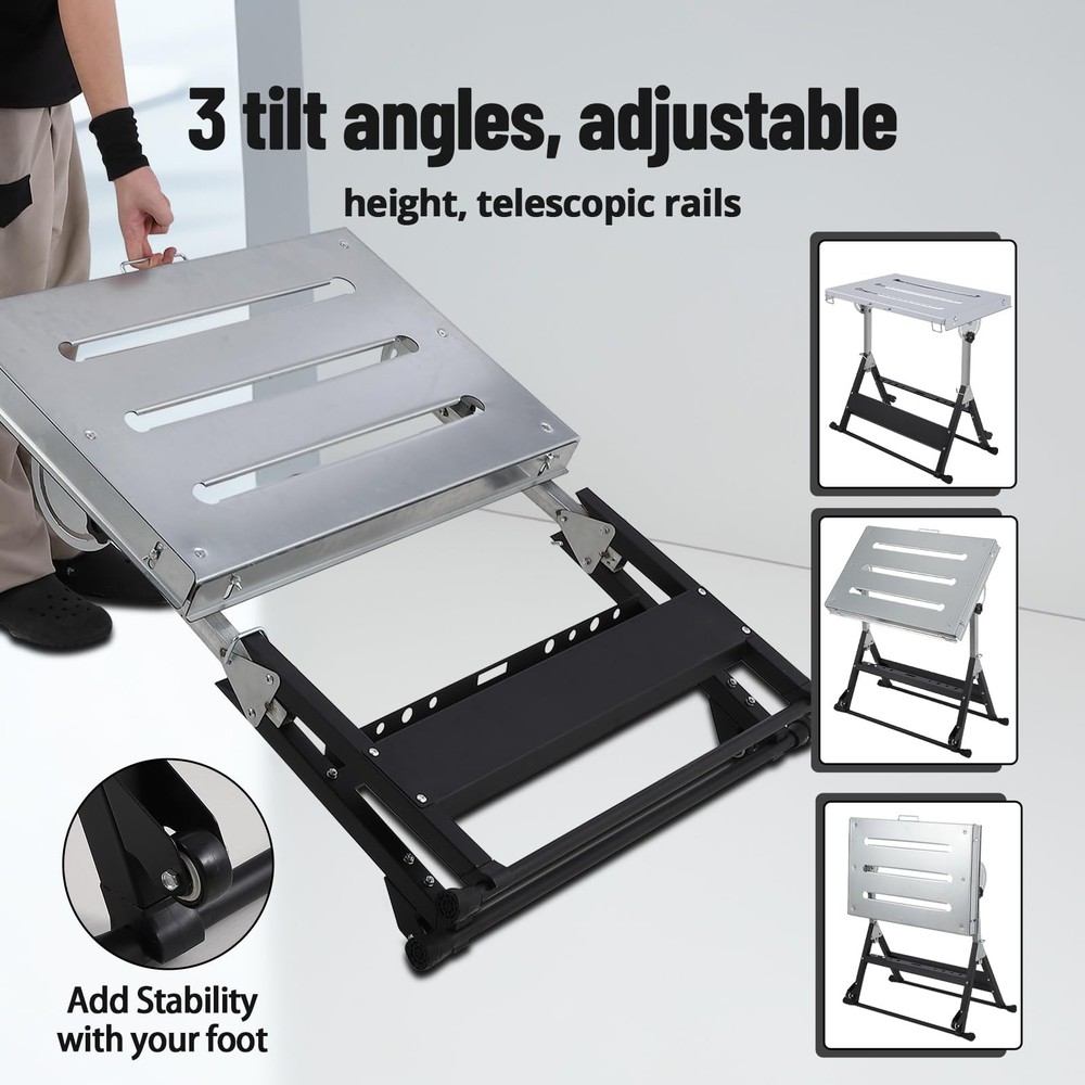 Welding Table Inch Steel Folding Workbench 500 Lbs Load Capacity, Adjustab 44x2