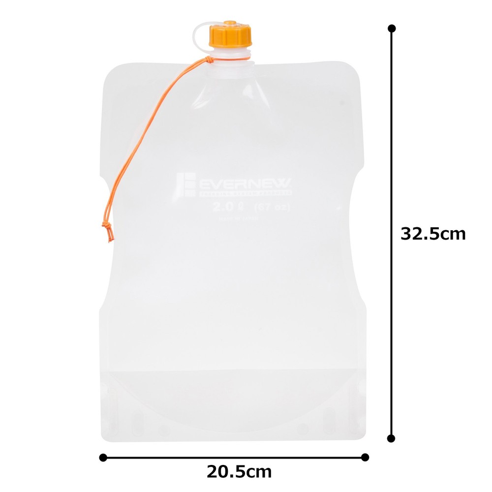 Evernew Water Carry System, 2000ml, Shock Cord, 3-Layer Polyethylene