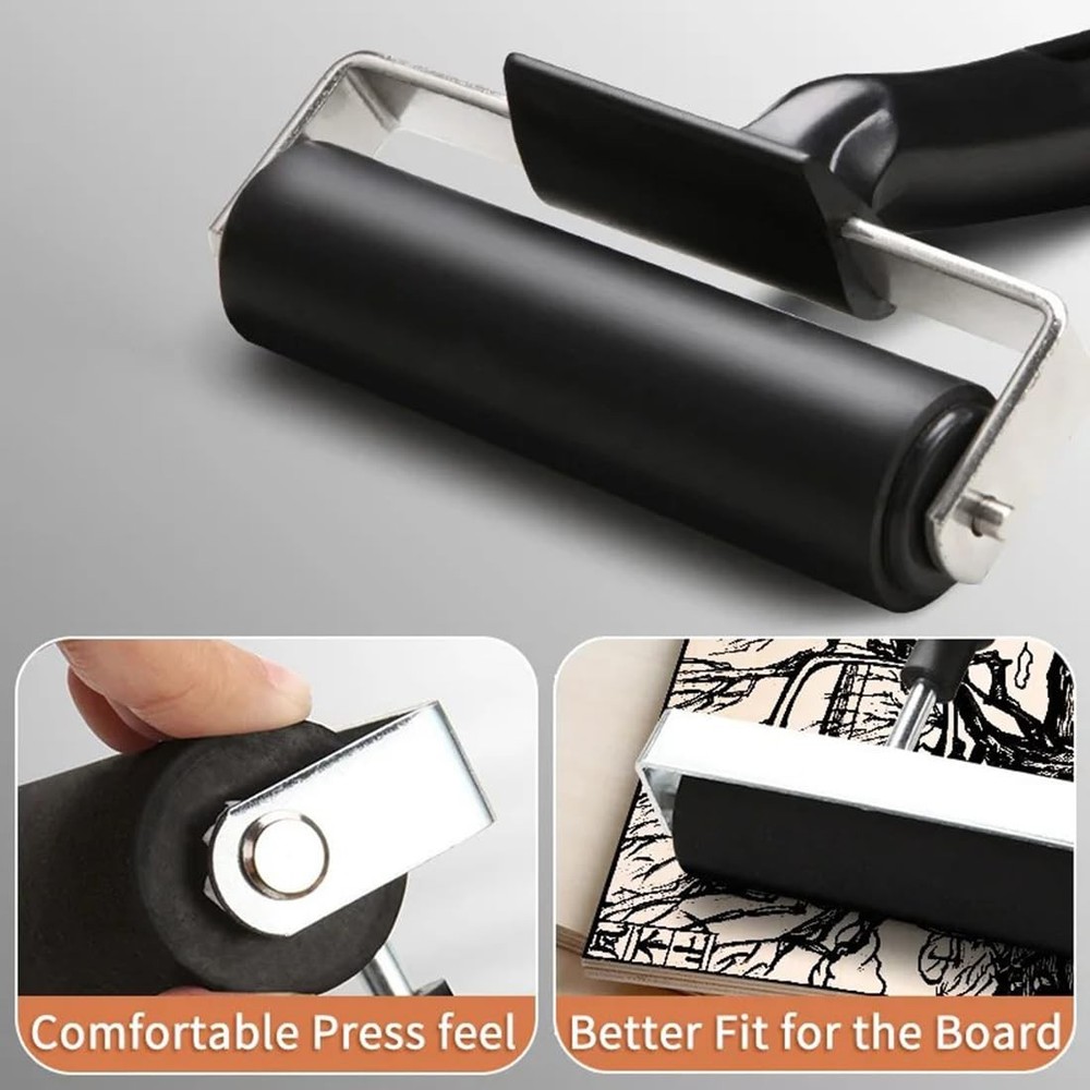 4 Inch Brayer Roller Printmaking Rubber Press Roller Diamond Paiting Roller