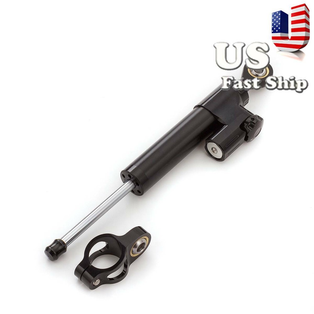 CNC Universal Motorcycle Steering Stabilizer Damper Linear Control Safety Black