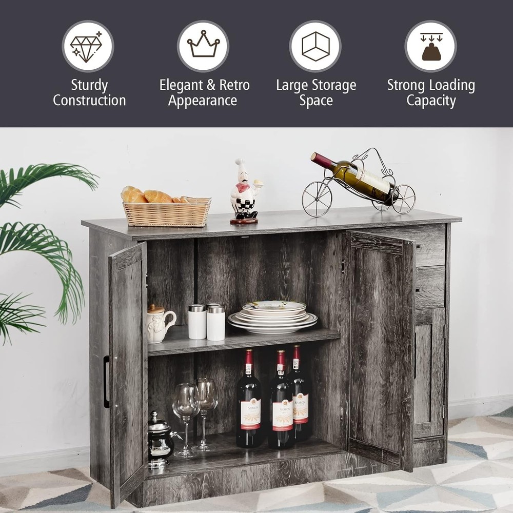 Buffet Server Sideboard Storage Cabinet Console Table Utensils Organizer Kitc...